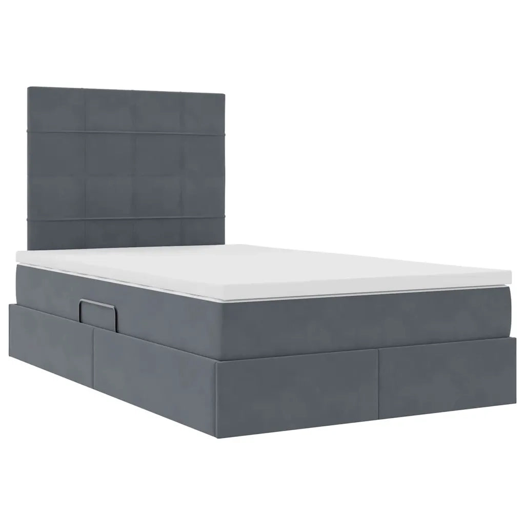 Letto con contenitore e materasso Grigio scuro 120 x 200 cm