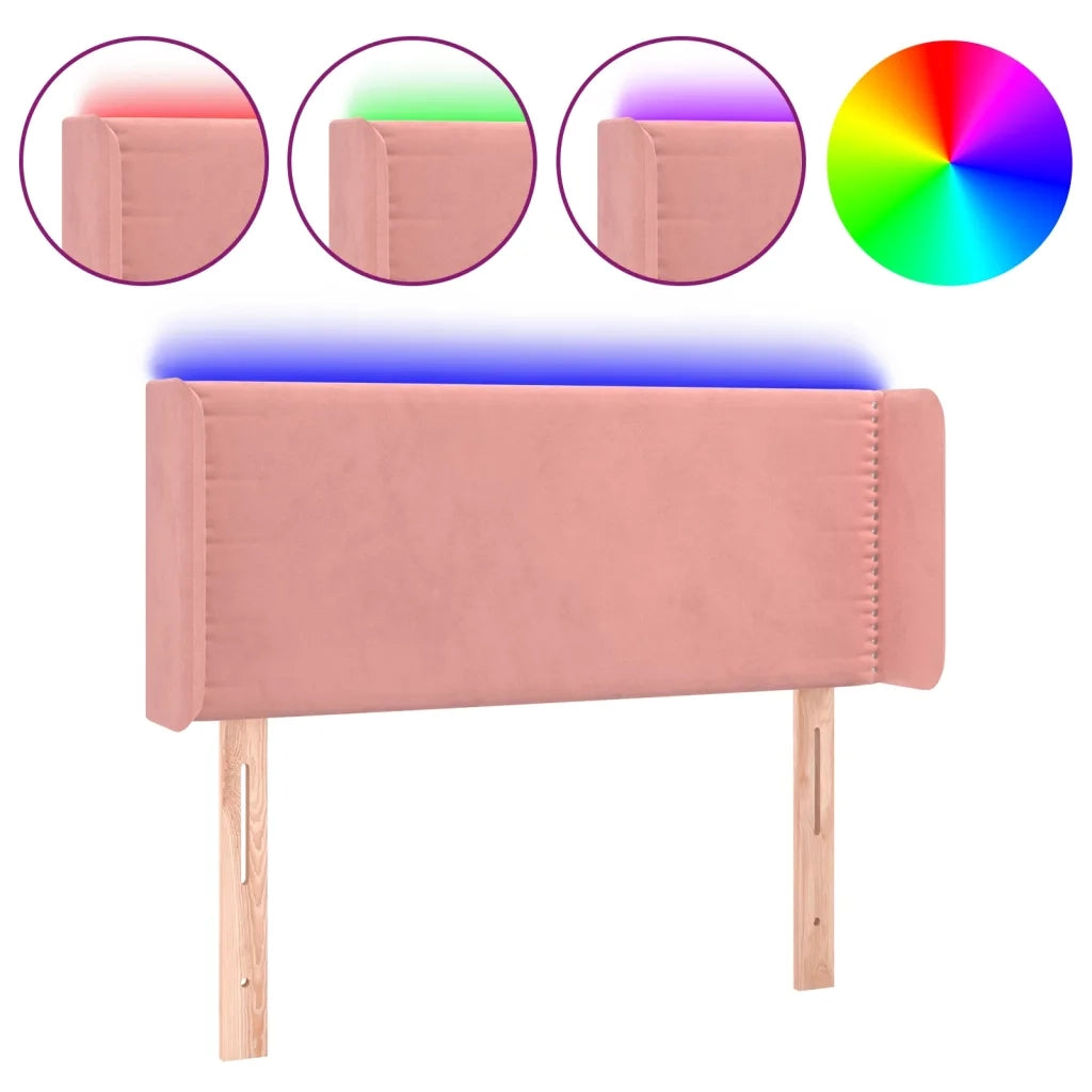 Testiera a LED Rosa 103x16x78/88 cm in Velluto 3123143