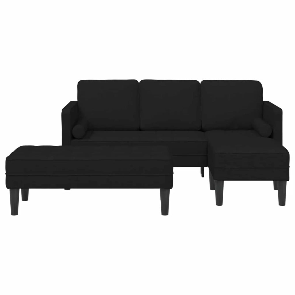 Set di divani con cuscino 2 pcs Nero Poliestere 3329254