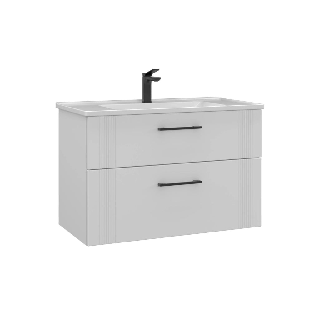 Mobile lavabo "Bari 85 v2" - 85 x 45 x 55 cm - Bianco opaco