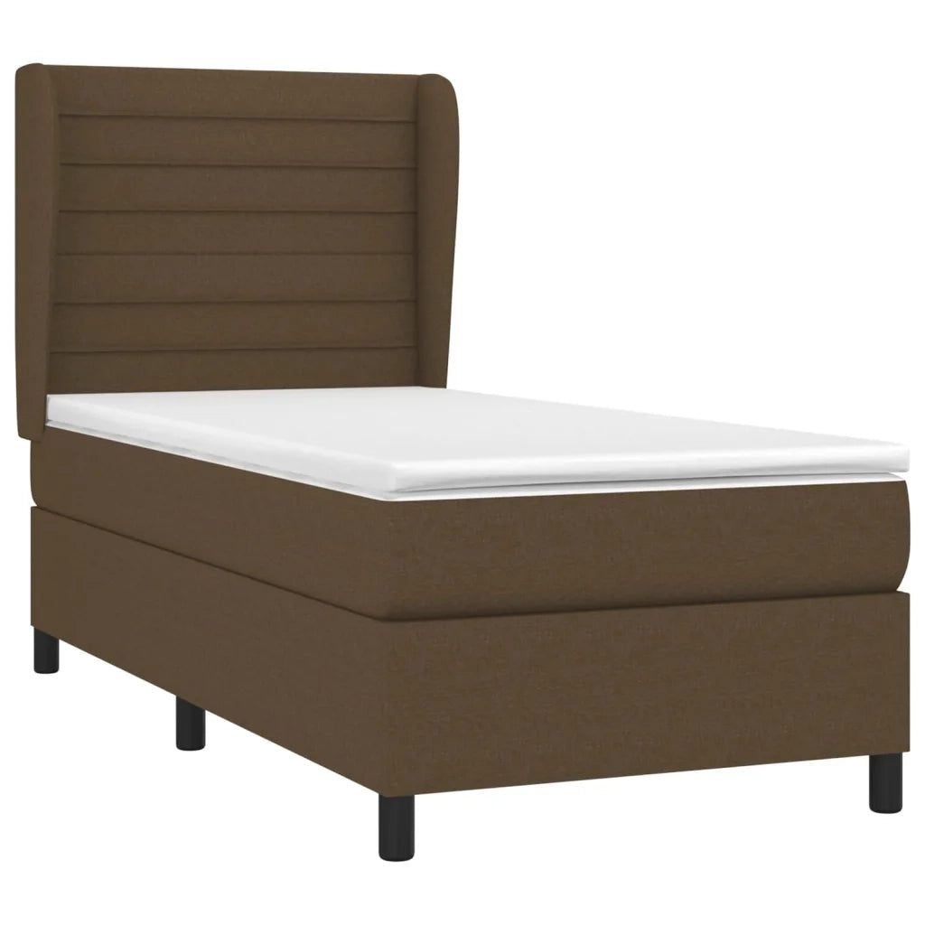 Giroletto a Molle con Materasso Marrone Scuro 90x200 cm Tessuto 3128016