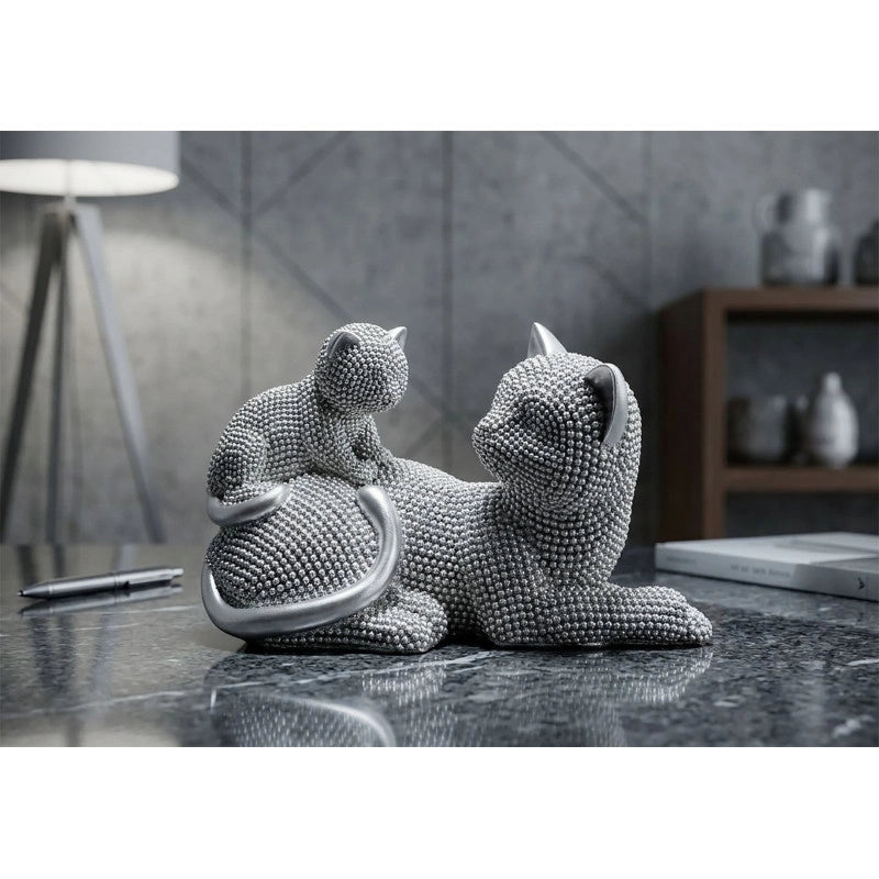 Gatto Sparky Con Cucciolo cm 19x9x13