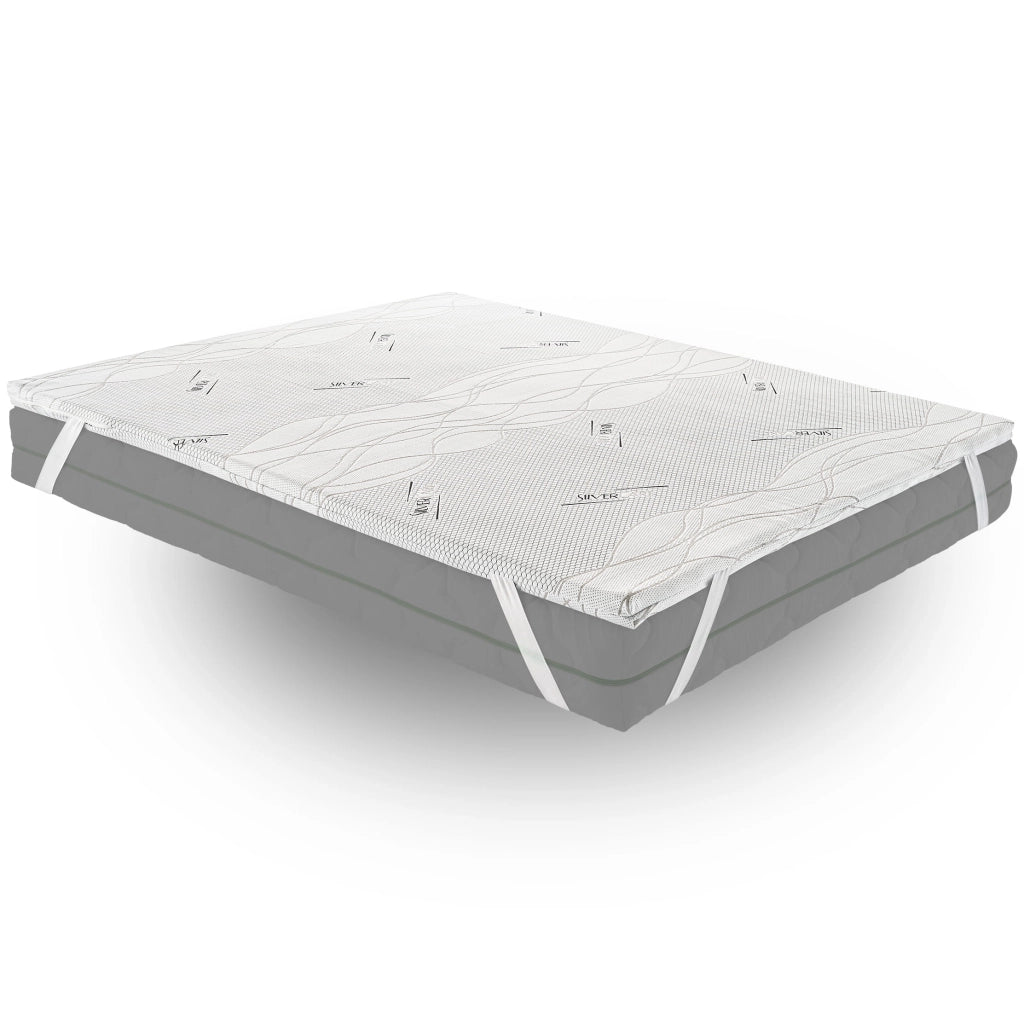 Topper Singolo 80x200 in memory foam 5 cm con rivestimento Silver Fresh completamente sfoderabile
