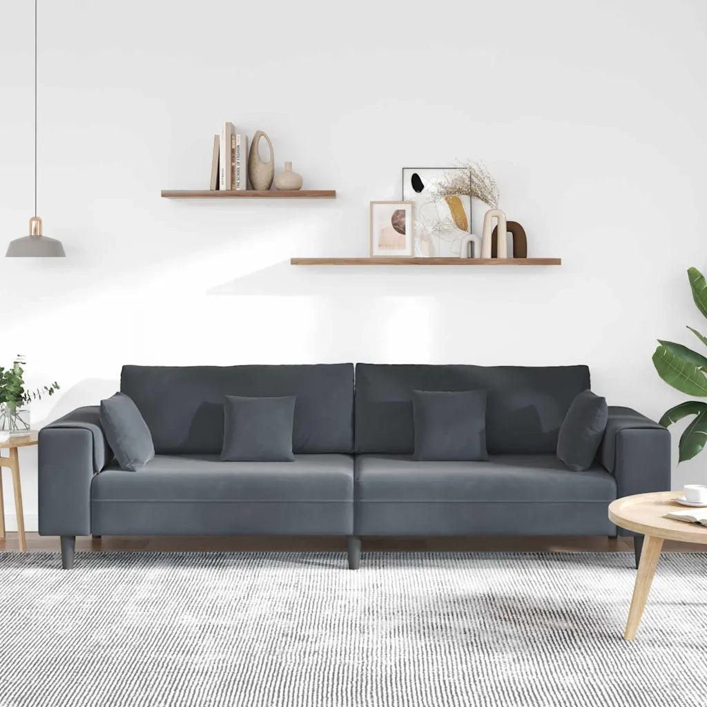 Divano Grigio scuro 250 x 77 x 76 cm Velluto 3335154