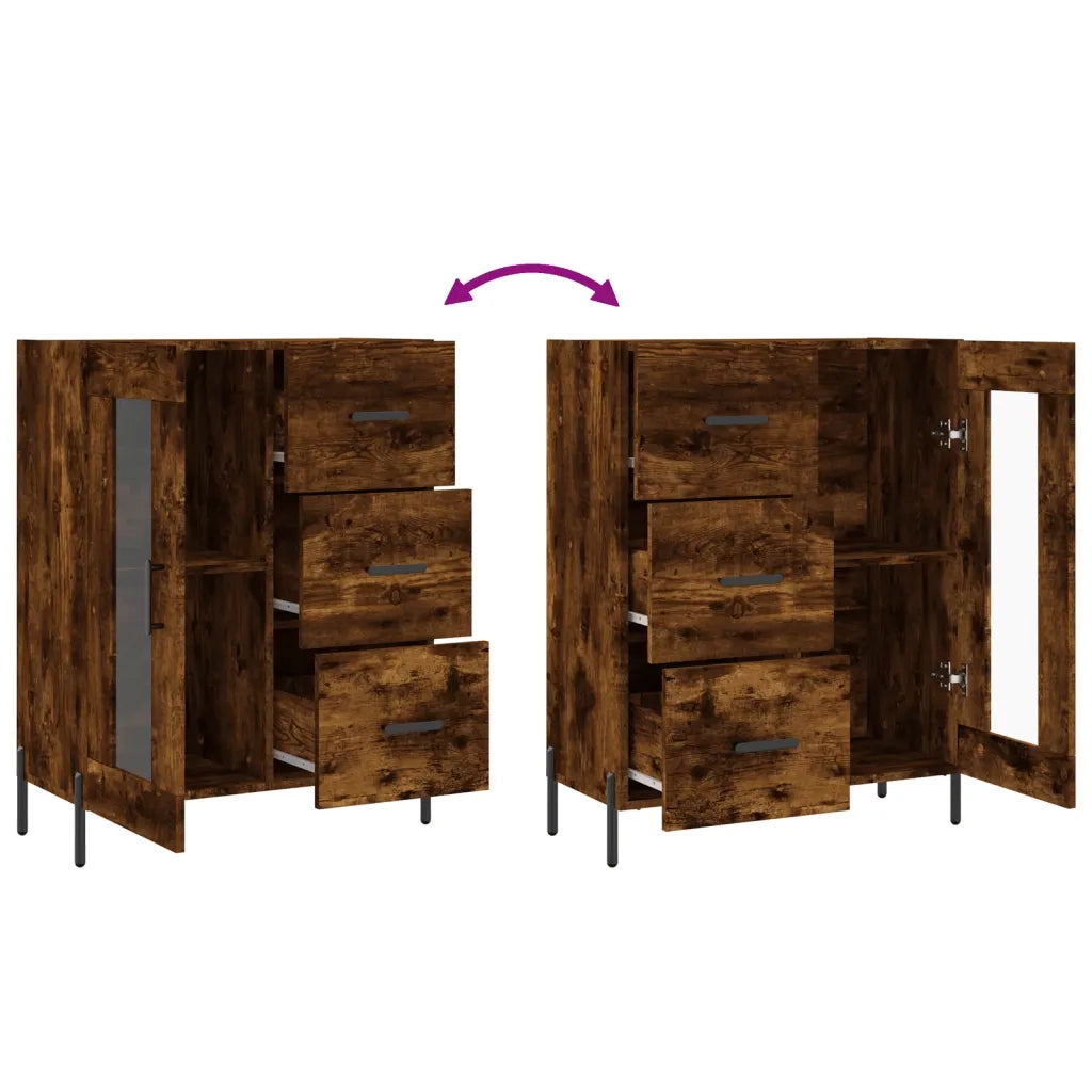 Credenza Rovere Fumo 69,5x34x90 cm in Legno Multistrato 828057