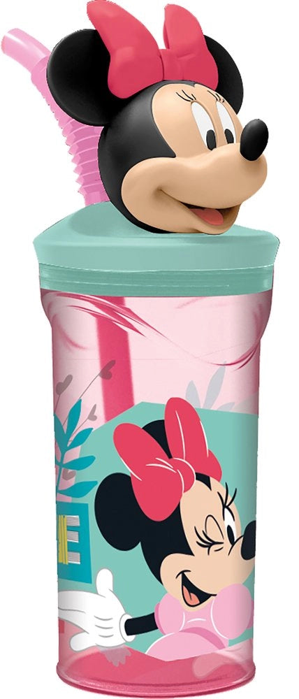 Bicchiere Originale Disney Minnie 3D in plastica da 360 ml per bambini.