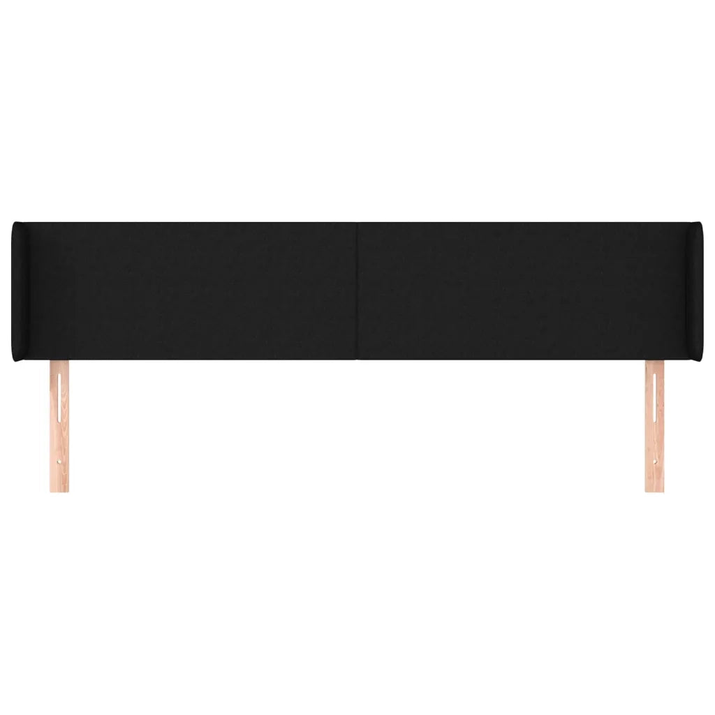 Testiera | Testata ad Orecchio Nera 183x16x78/88 cm in Tessuto