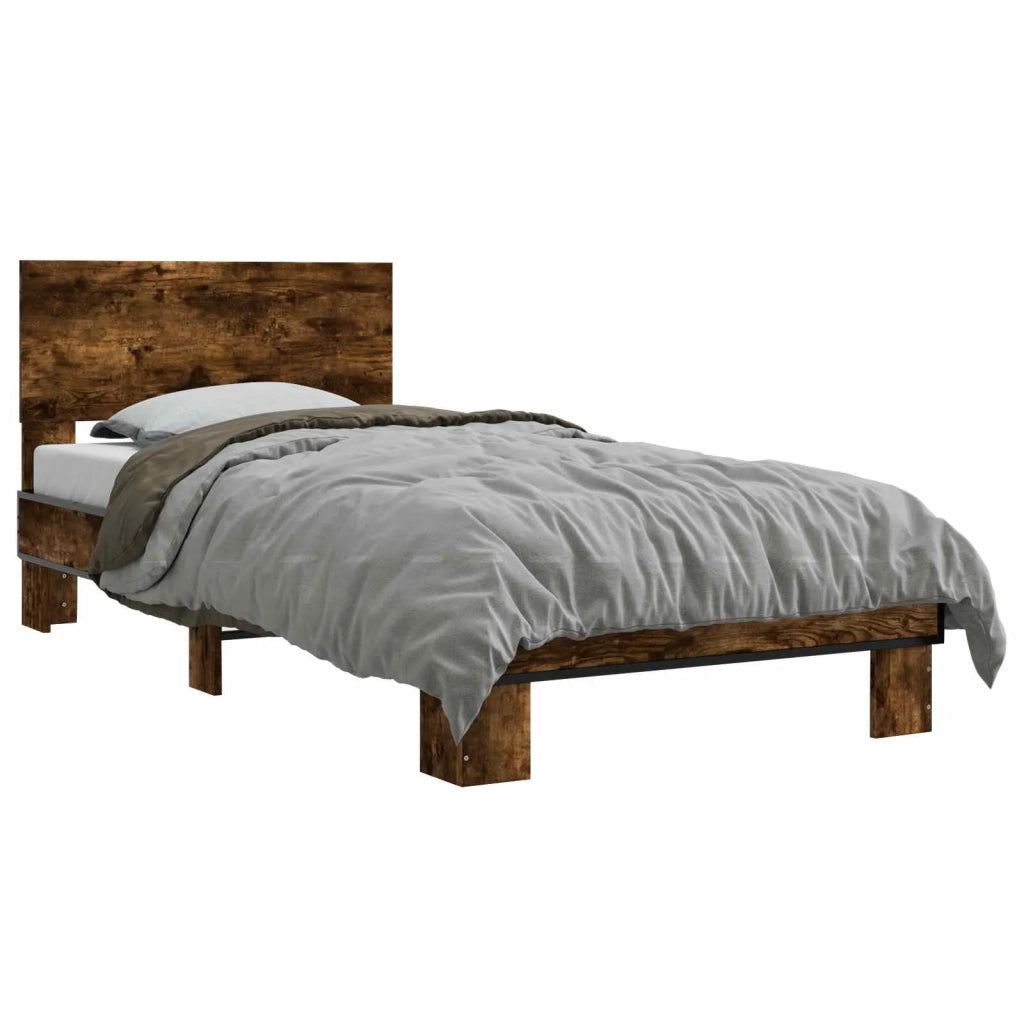 Struttura letto con testata-Giroletto Rovere Fumo 80 x 200 cm 603772