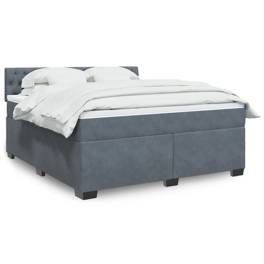 Giroletto a Molle con Materasso Grigio Scuro 180x200 cm Velluto