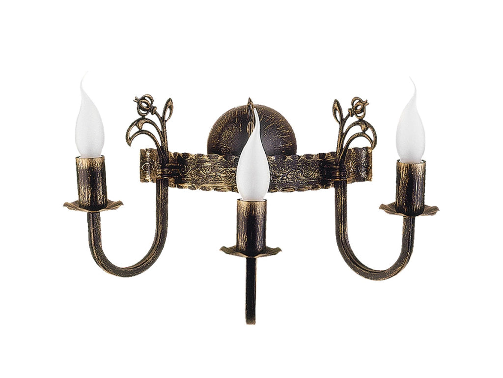 Applique vintage a 3 luci bronzo patinato E14 Jupiter