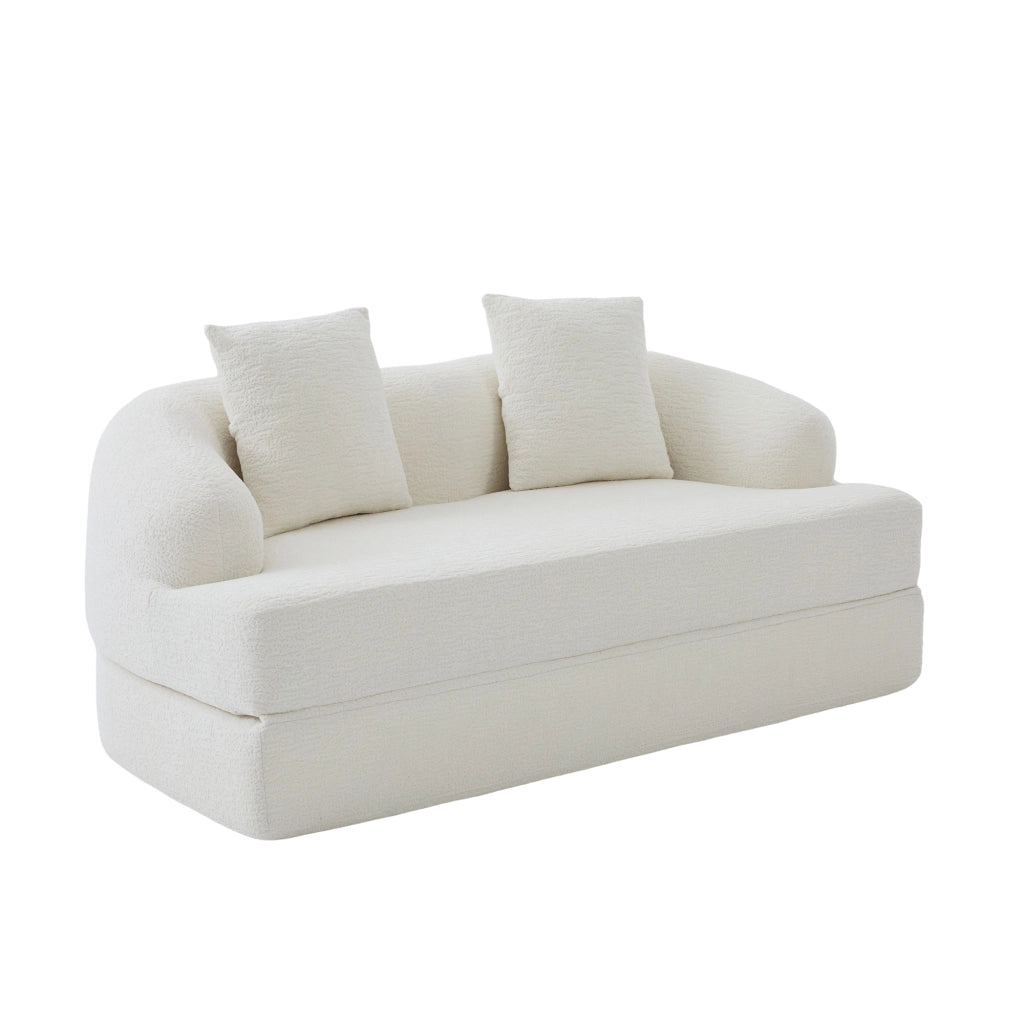 Divano letto 2 posti - con funzione letto e schienali separati - in chenille beige