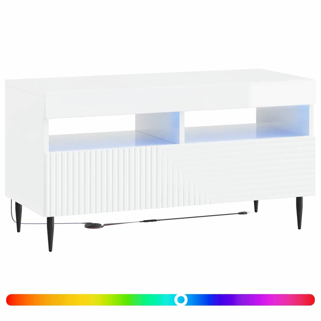 Mobile TV LED Bianco Lucido Legno ingegnerizzato 896999