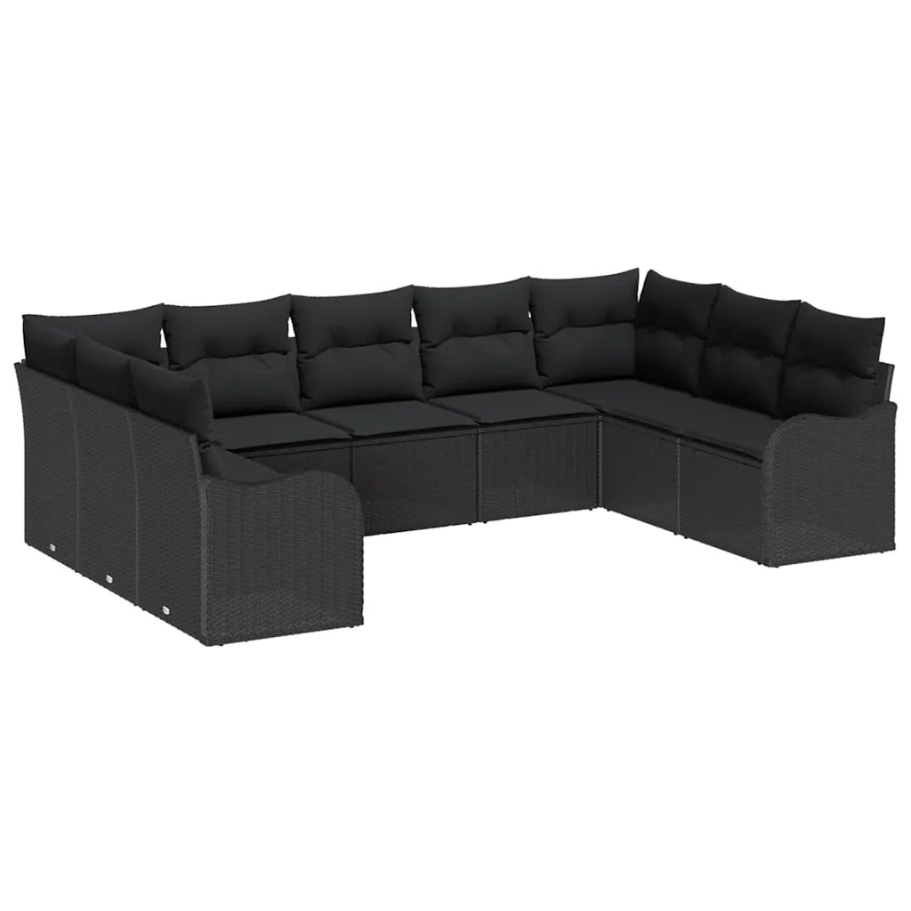 Set Divano da Giardino Nero polyrattan