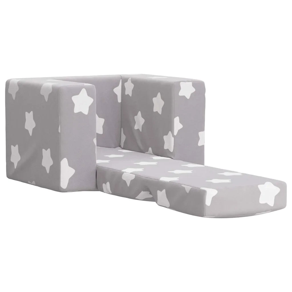 Divano Letto Bambini Grigio Chiaro con Stelle Morbido Peluche 4104802