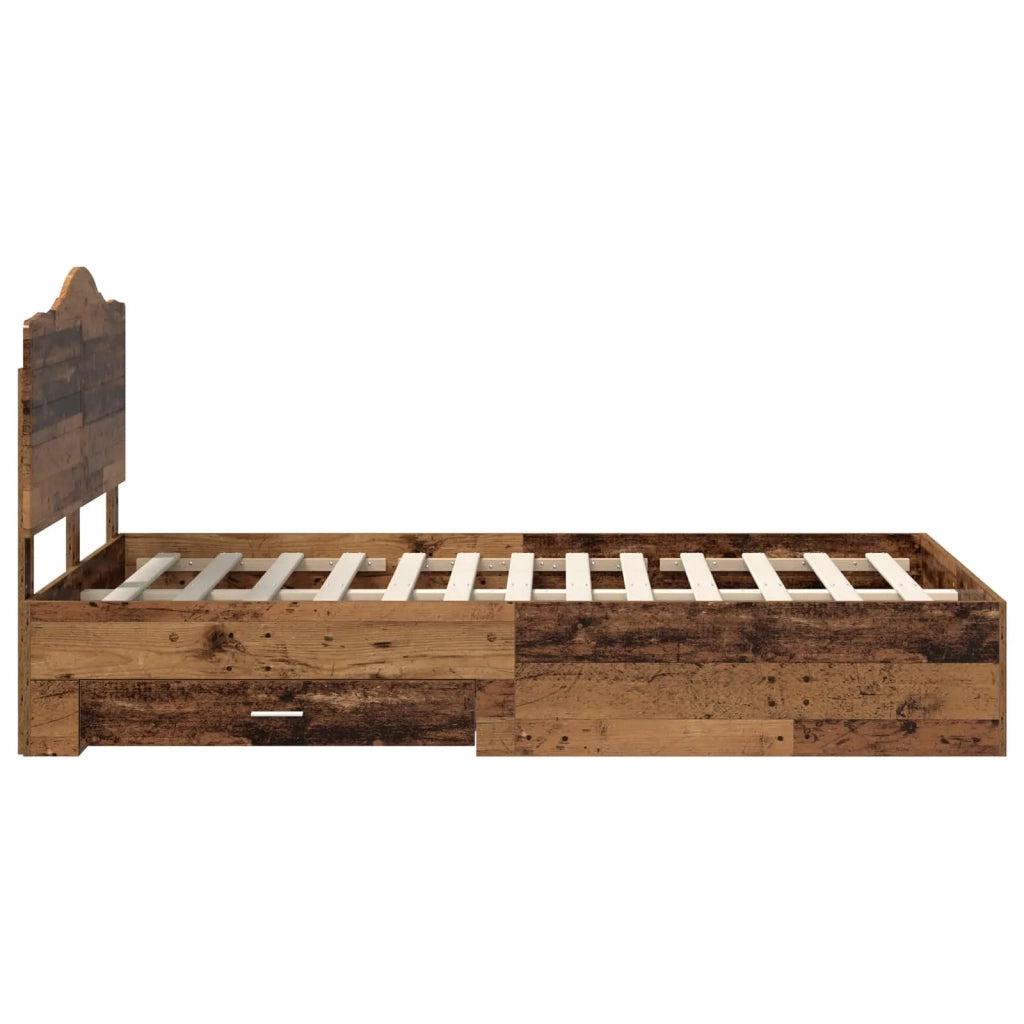 Letto matrimoniale | Letto per adulti | Struttura del letto con testiera Legno vecchio 120 x 190 cm