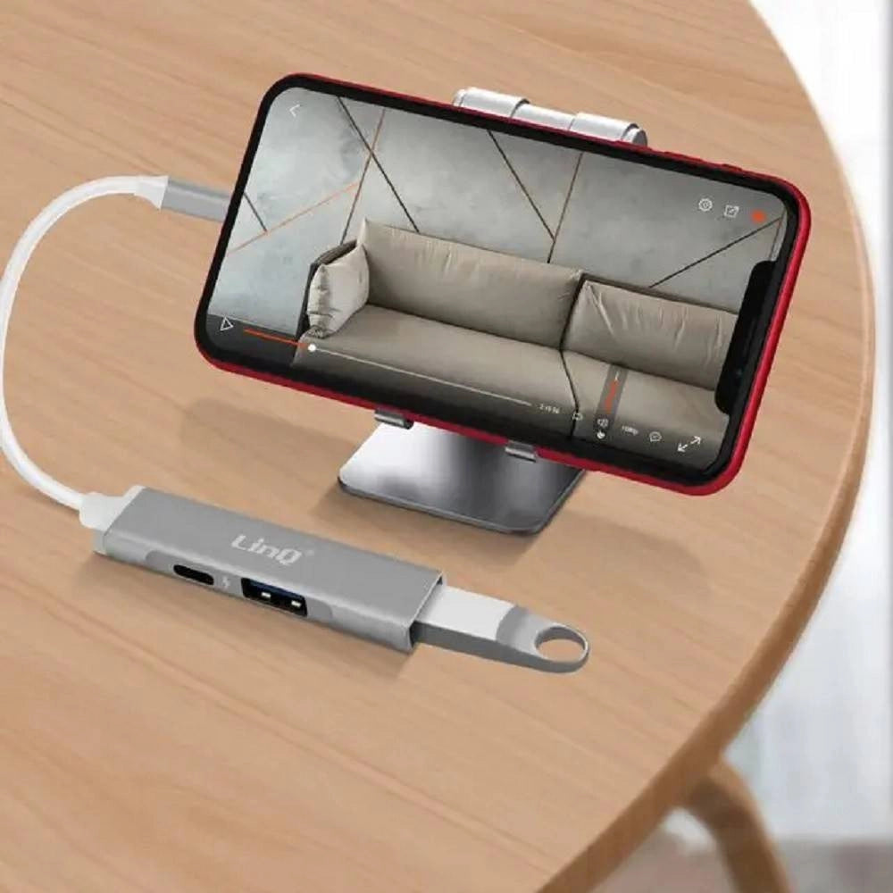 Trade Shop - Convertitore Otg Connettore Lightning A Lightning + 2xusb 3in1 Hub Iphone Ip7942 -