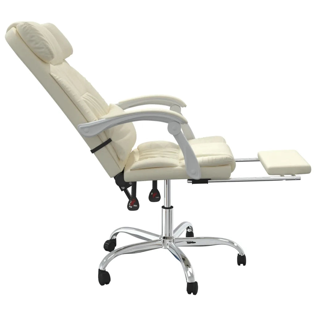 Poltrona da Ufficio Massaggiante Reclinabile Crema Similpelle 349746