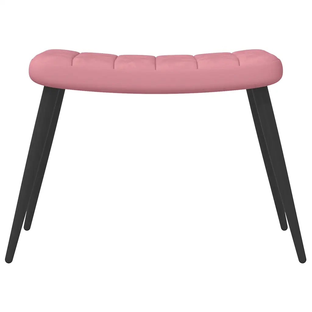 Poltrona Relax con Sgabello Rosa in Velluto 327692