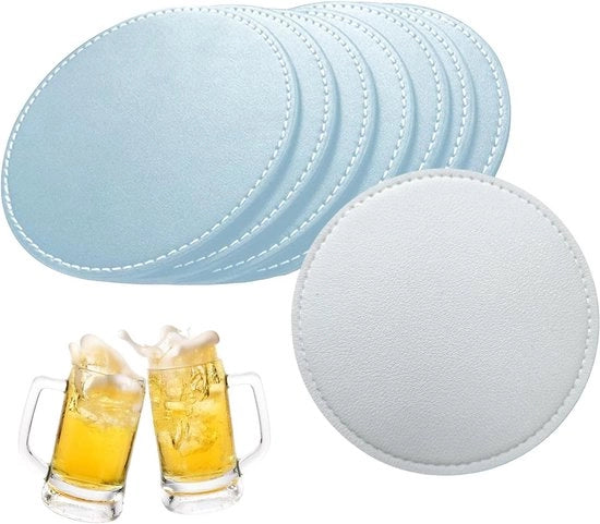 Sostegni Antislip per Bicchieri in Pelle Laminata Zinco e Blu chiaro, 10 pezzi