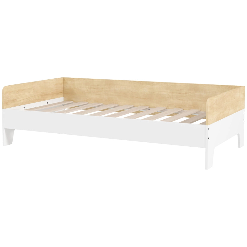 Letto Singolo per Bambini in Legno ¨C Minimal ¨C Bianco e Naturale 140x70 cm
