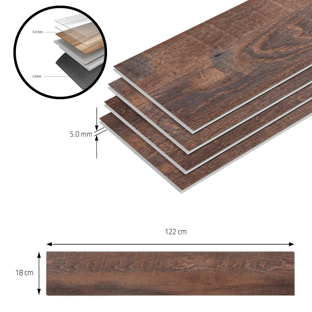 Confezione da 80 listoni in vinile SPC 17,568 m² 5 mm 122 x 18 cm effetto rovere rustico 03_0009937