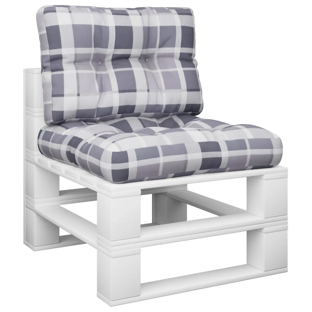 Cuscini per Pallet 2 pz Grigi a Quadri in Tessuto 360659