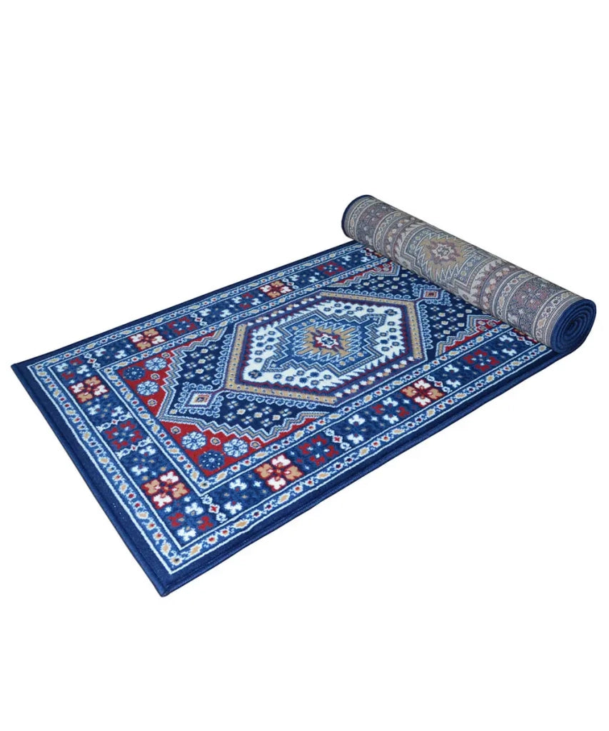 Tappeto passatoia ROYAL SHIRAZ 2065 BLU cm.70x500 motivo moderno geometrico arredo casa corsia arredo casa