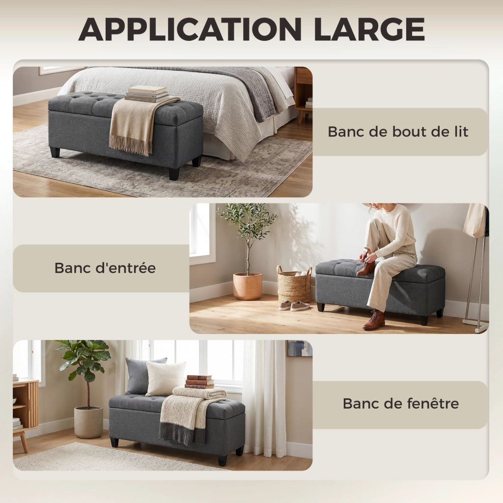 Pouf contenitore ¨C Minimal ¨C grigio scuro 100x40x44 cm