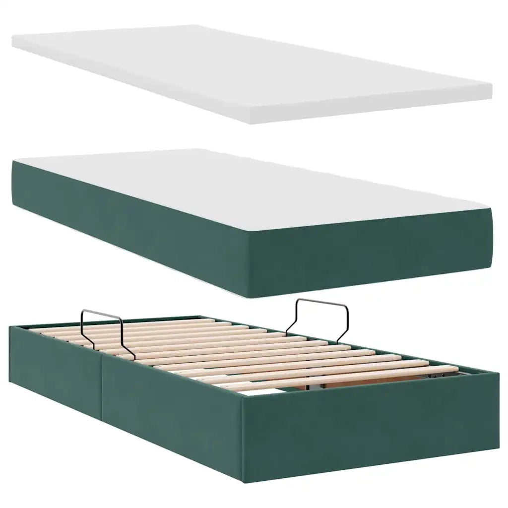 Letto con Contenitore Verde Scuro 90 x 200 cm Velluto 3370854