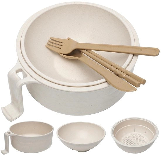 Set di 6 contenitori magnetici con coperchio e cucchiai, Bianco