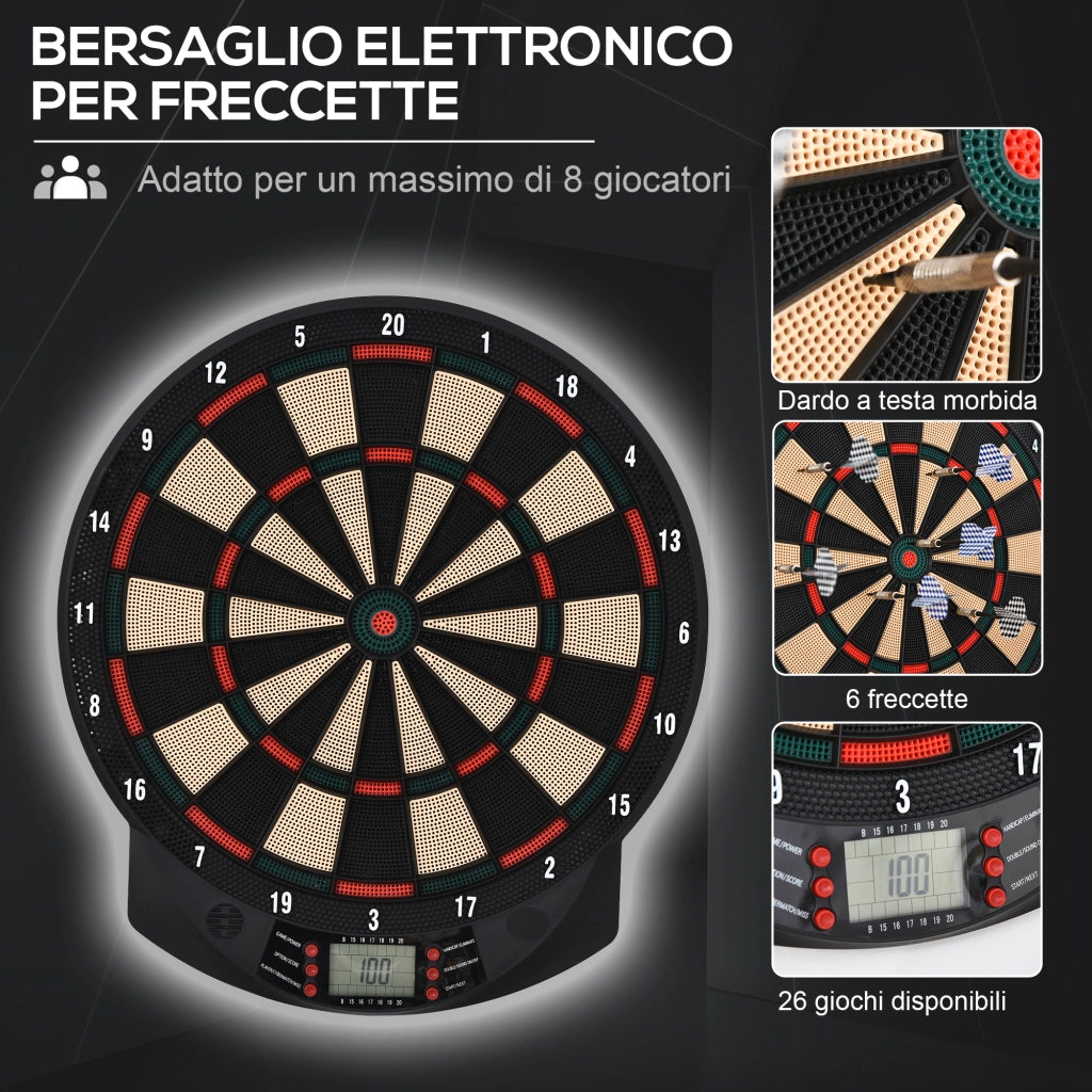 Bersaglio Freccette Elettronico ¨C Minimal ¨C Nero 44x39.5x2.2cm