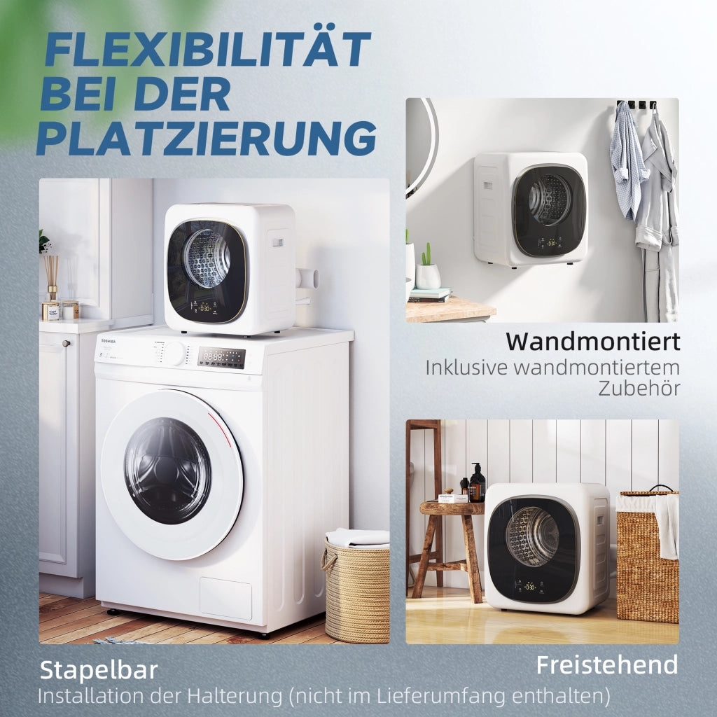 Asciugabiancheria 4 kg compatto ¨C zephmum ¨C 5 programmi timer bianco e nero