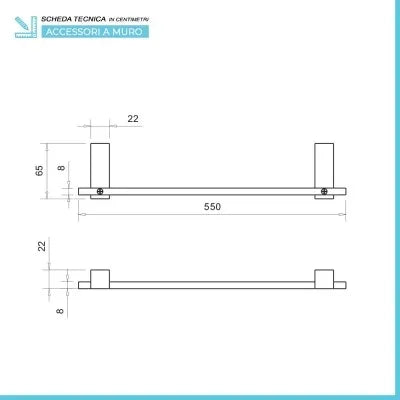 Set accessori a muro 5 pezzi in acciaio cromato e viti incluse  Unica