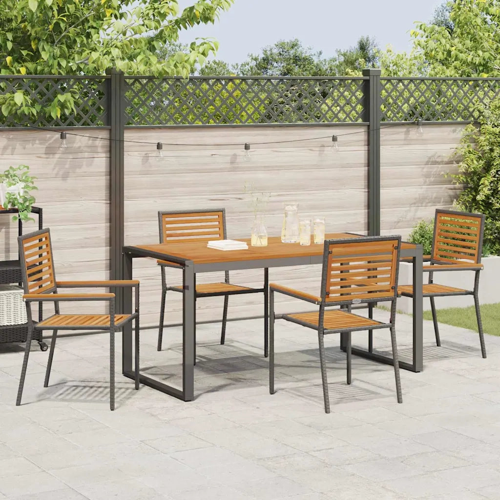 Set da Pranzo per Giardino 5 pcs Nero e Marrone polyrattan 3365475