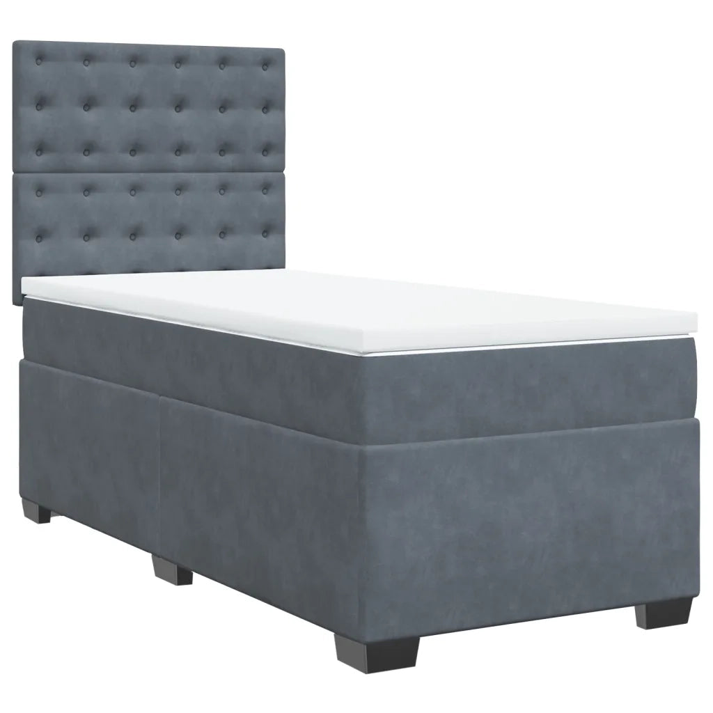Giroletto a Molle con Materasso Grigio Scuro 90x190 cm Velluto 3290799