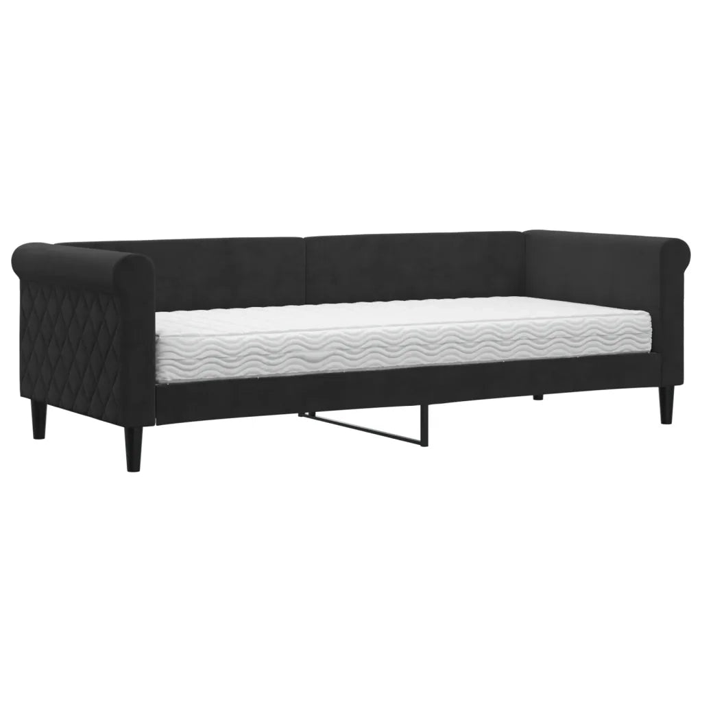 Divano letto | Sof¨¤ letto | Letto singolo con Materasso Nero 80x200 cm in Velluto