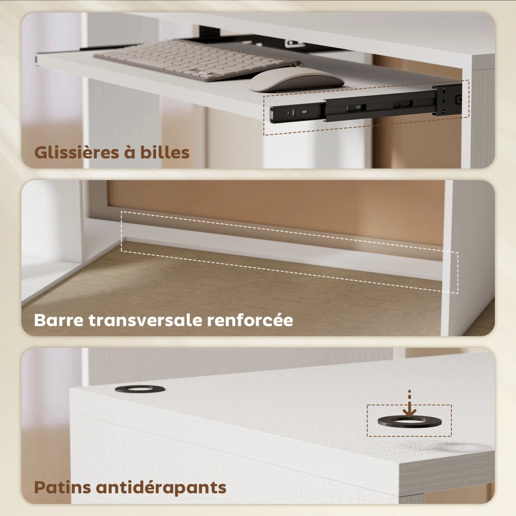 Scrivania angolare con ripiani e cassetto ¨C Minimal ¨C bianco 120x100x76