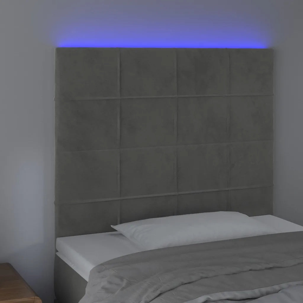 Testiera a LED Grigio Chiaro 80x5x118/128 cm in Velluto 3122454