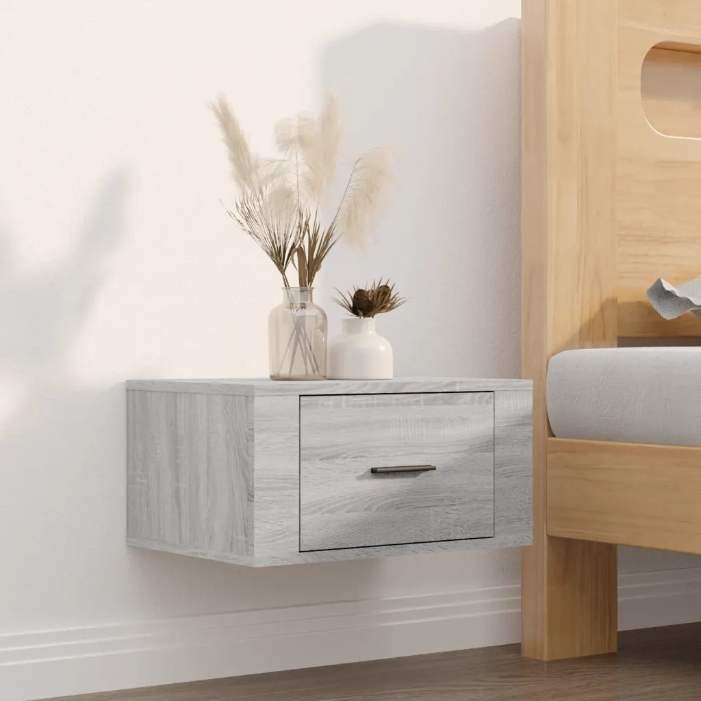 Comodino | Armadio da Notte | Mobiletto da notte a Muro Grigio Sonoma 50x36x25 cm