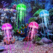 Set di decorazioni per acquario in silicone con effetto luminoso e zuignap - 4 pezzi - dimensioni 5cm/13cm
