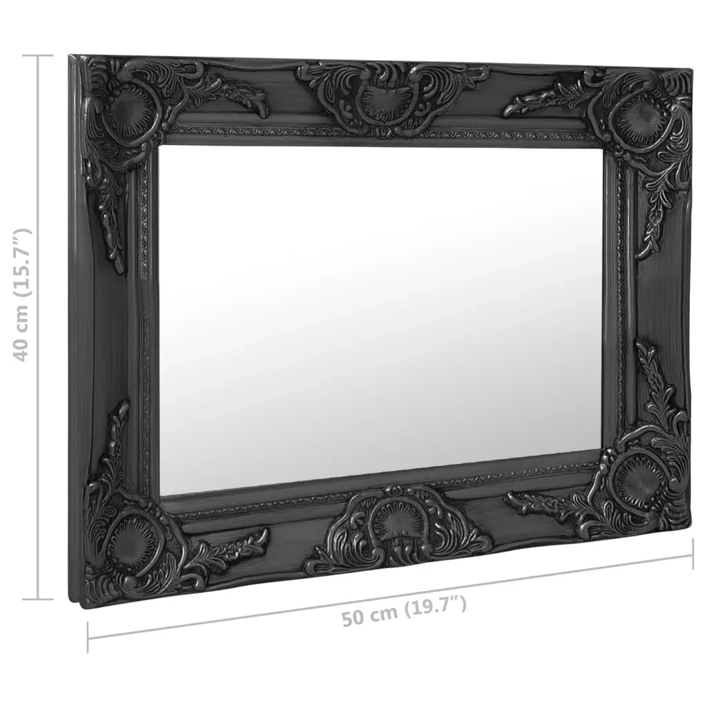 Specchio da Parete Stile Barocco-Specchio a Muro-Specchio Decorativo 50x40 cm Nero