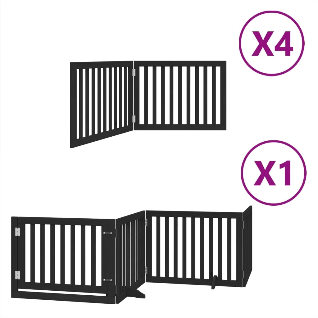 Cancelletto di sicurezza per animali domestici porta pieghevole 12 pannelli legno di pioppo nero 02_0023185