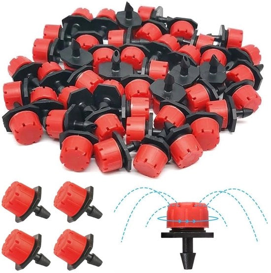 Sistema di irrigazione a gocce microdrilling - 100 pezzi - Adattabile - Sistema di irrigazione a gocce microdrilling - Annaffiatoi per giardino - Risparmio d'acqua fino al 70% - Robusto in PP plastico - Irrigazione a gocce