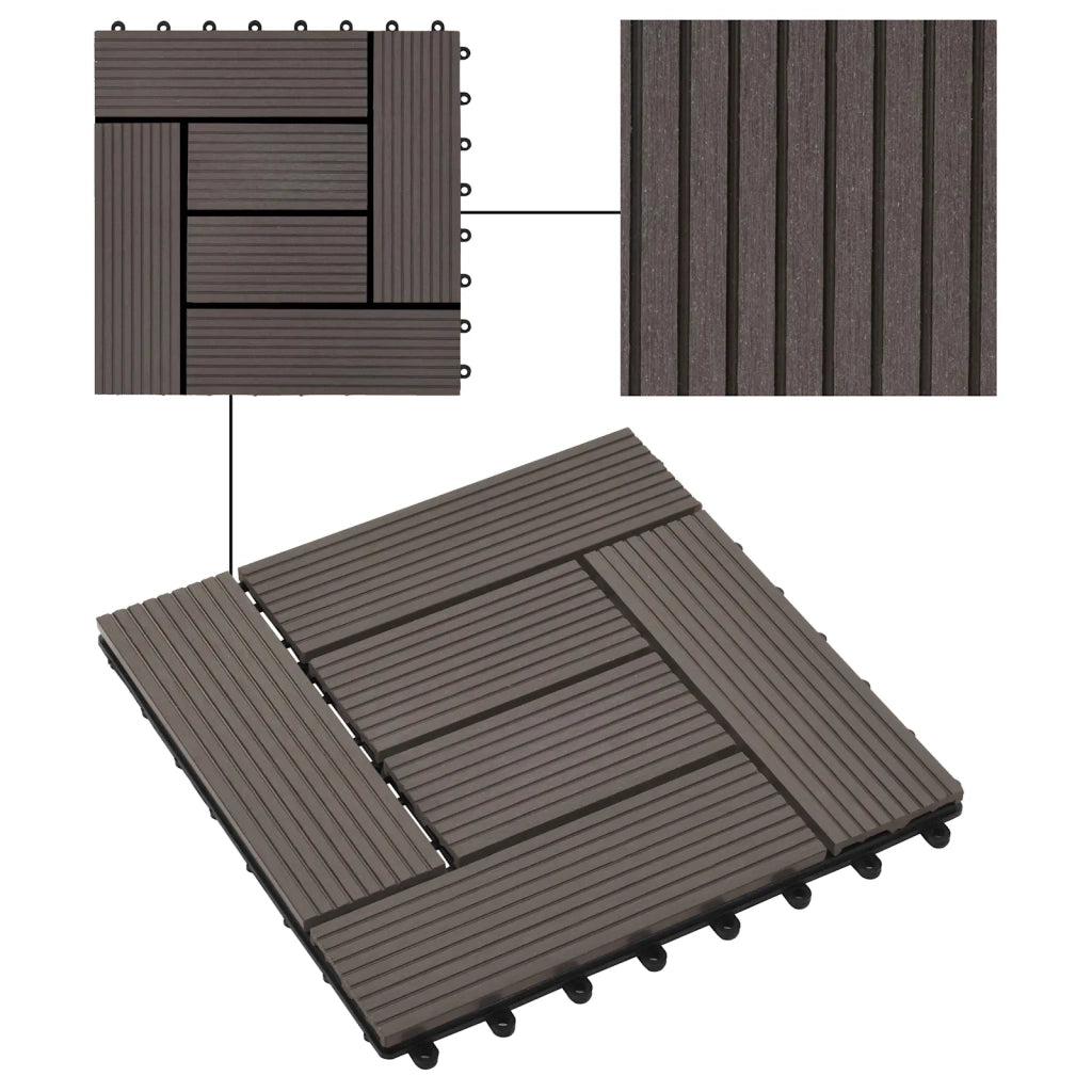 Piastrella per Decking 11 pz Marrone Scuro 30 x 30 cm WPC CFW4296243