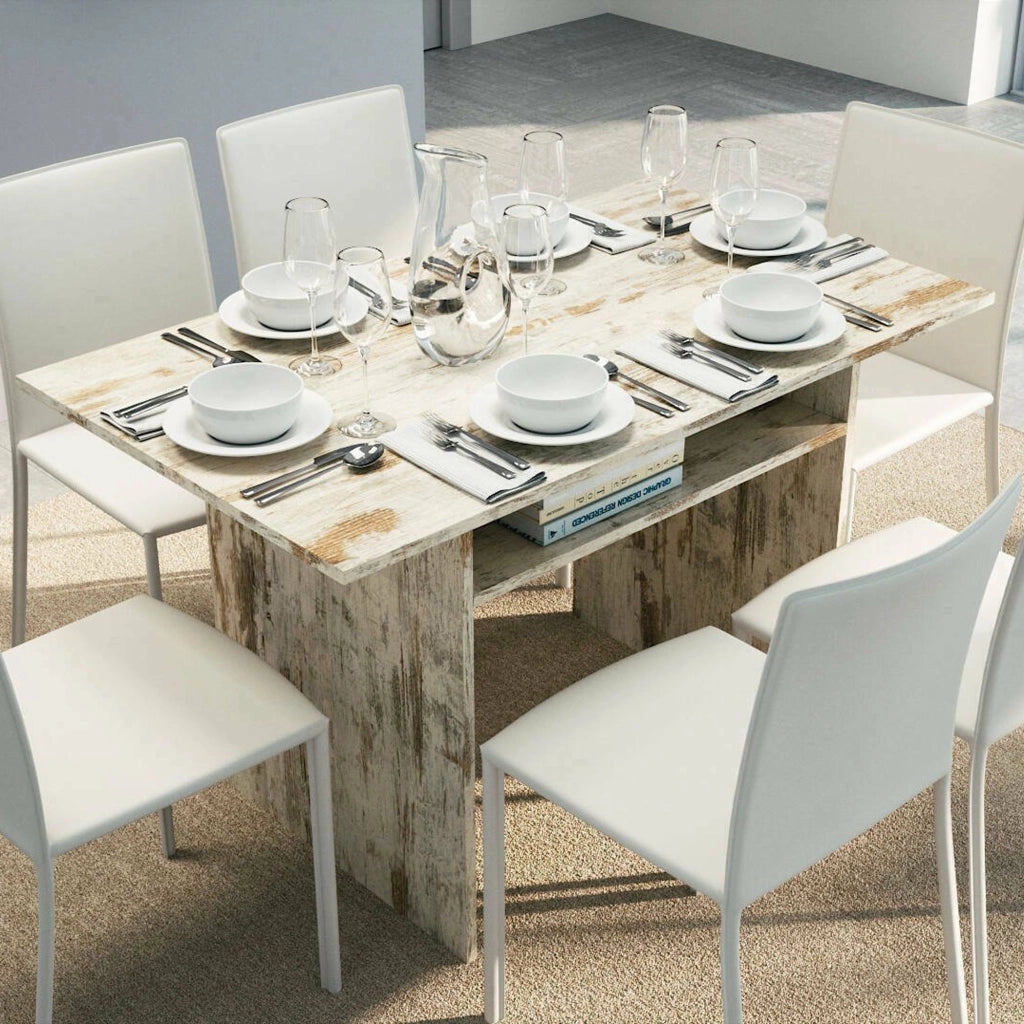 Tavolo allungabile Agrippino, Tavolo da pranzo con apertura a libro, Consolle multiuso allungabile, Made in Italy, Cm 120x70h75, Vintage
