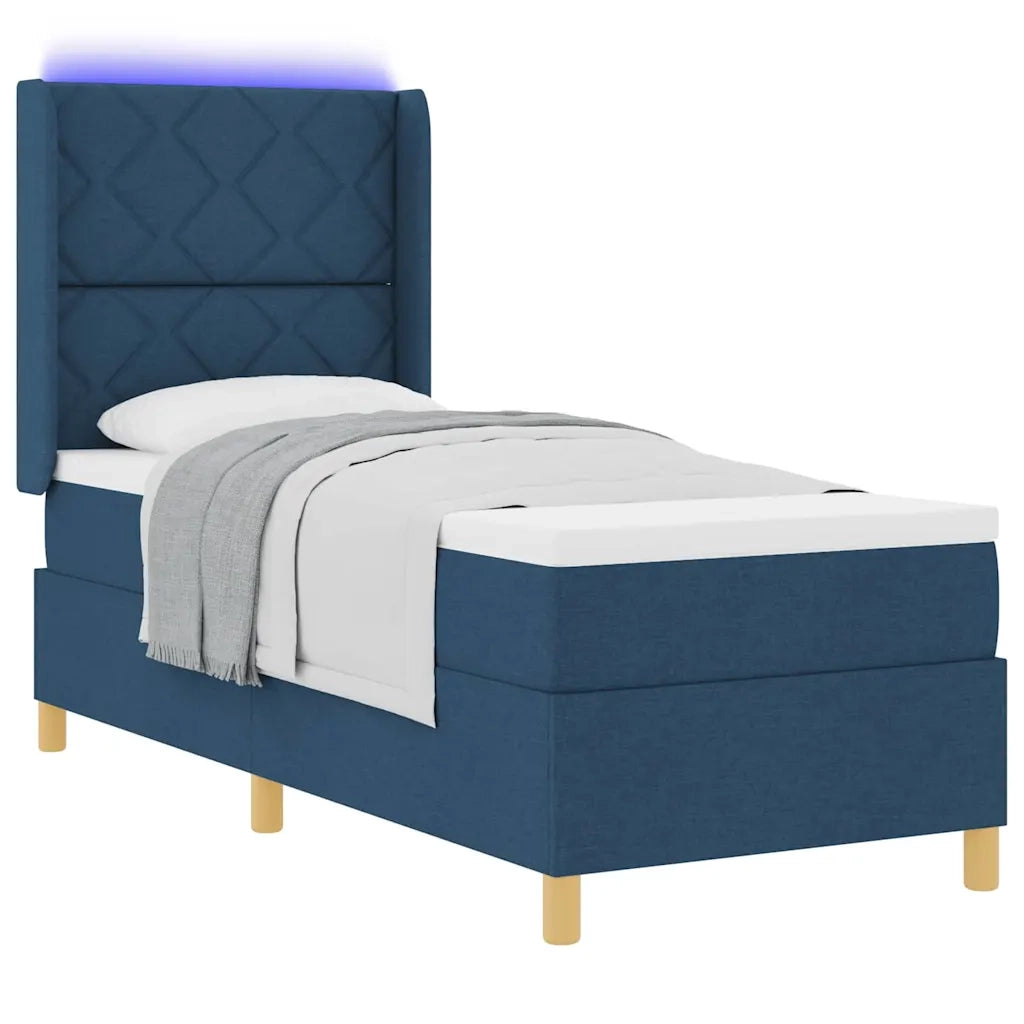 Letto a molle con materasso Blu 140 x 200 cm Tessuto