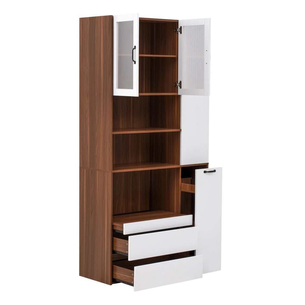 Credenza con Ripiani Regolabili e Cassetti ¨C Xylo ¨C Bianco e Noce