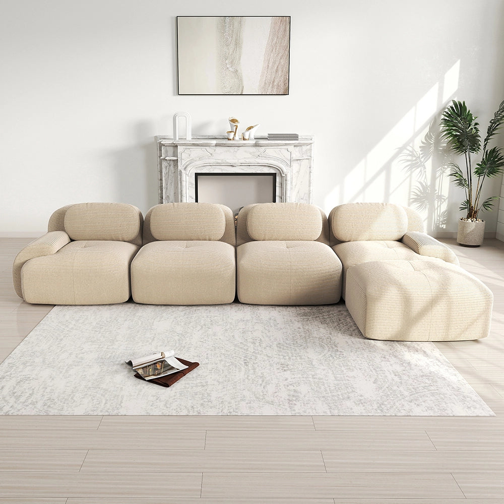 Divano angolare 4 posti - Xylo - Con chaise longue, braccioli XL, 32D, modulabile, beige
