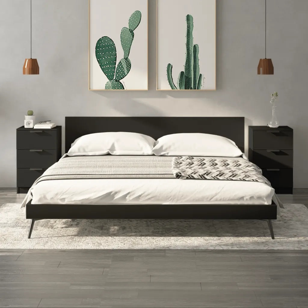 Comodini 2 pz-Set di 2 Tavolino da notte Neri 40x36x65 cm