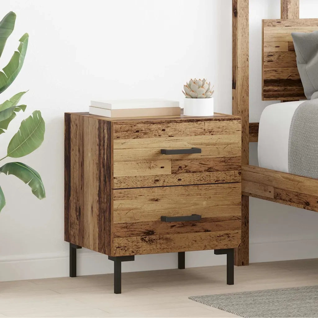 Set di 2 Comodini | Armadio da Notte | Mobiletto da notte Legno vecchio 40 x 35 x 47,5 cm